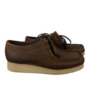 Women's Clarks Padmora Wallabee 15260 Beeswax Brown Leather Chunky Loafers (6)